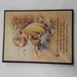 Vintage 70s boy and dog plaque alan grant